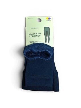 Primark Velvet Plush Lined Leggings Navy L/XL NWT